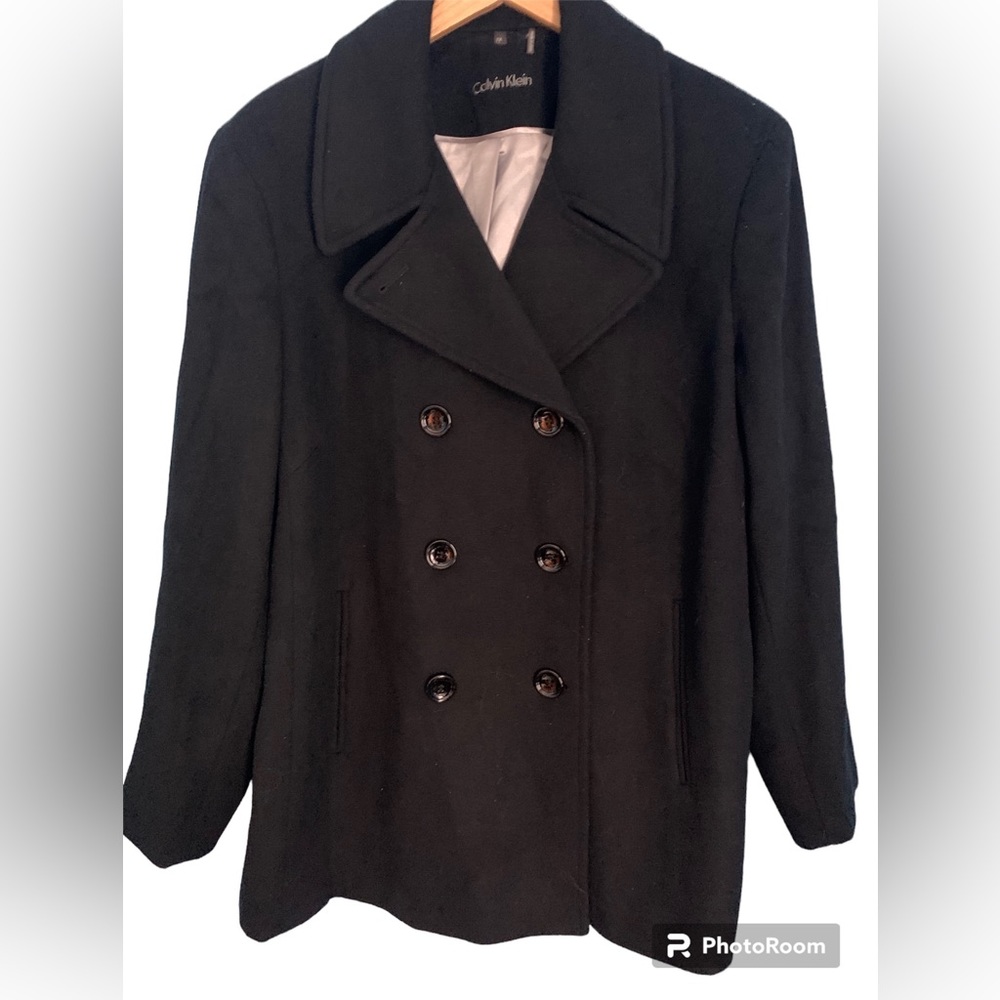 Calvin Klein Women’s Black Wool Blend Pea Coat Size 1X